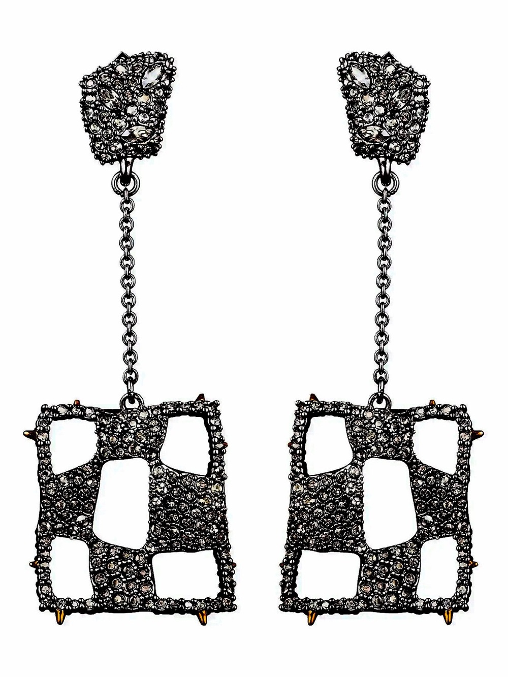 Alexis Bittar Gunmetal Pavé Checkerboard Dangle Earrings
